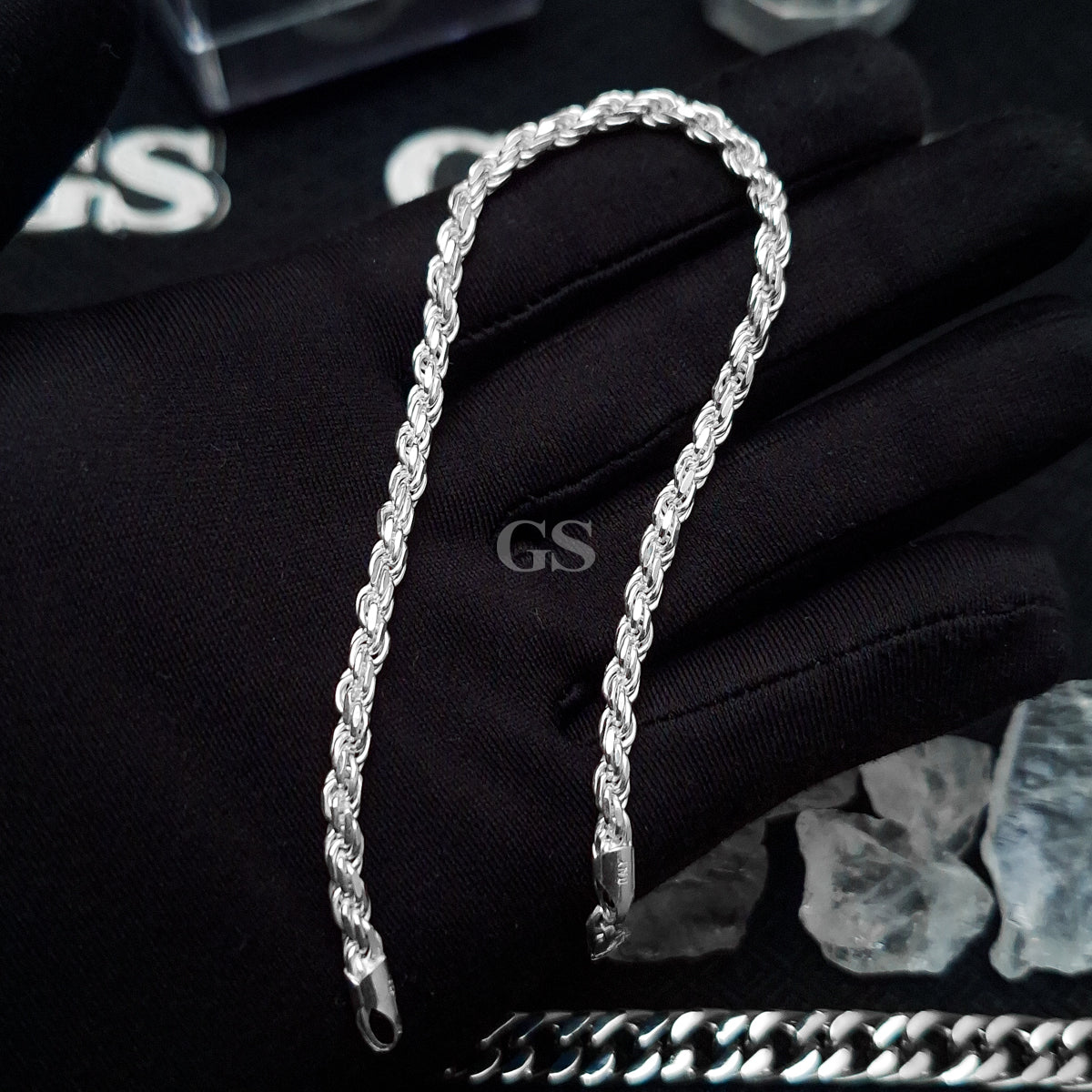 Silver 4mm Rope Bracelet