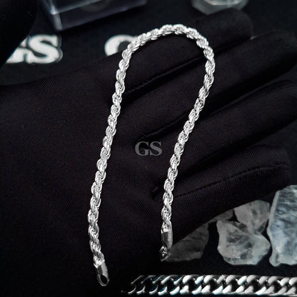Silver 4mm Rope Bracelet