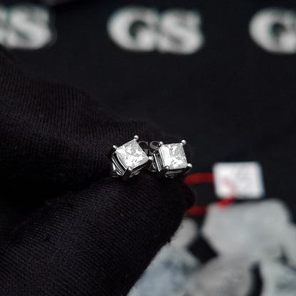 Moissanite Silver Cube Stud