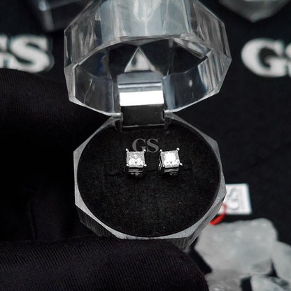 Moissanite Silver Cube Stud