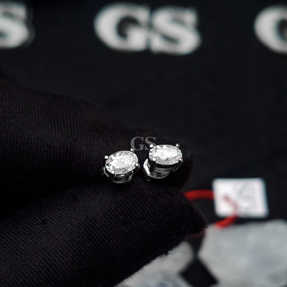 Moissanite Silver Oval Stud