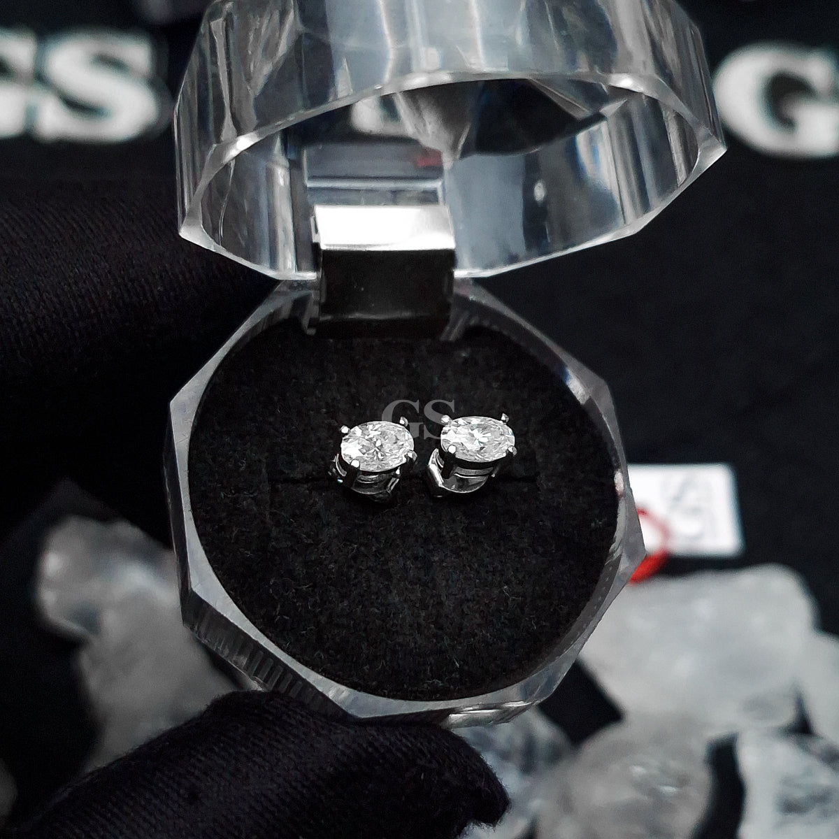 Moissanite Silver Oval Stud