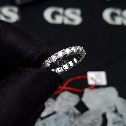 Moissanite Silver Round Eternity Ring