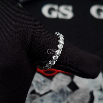 Moissanite Silver Round Eternity Ring