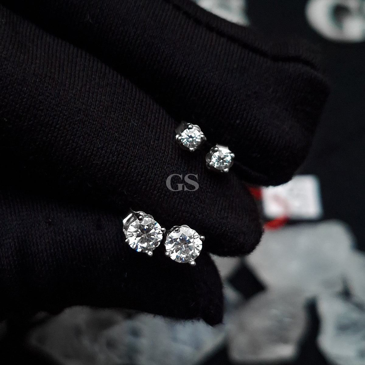 Moissanite Silver Round Stud