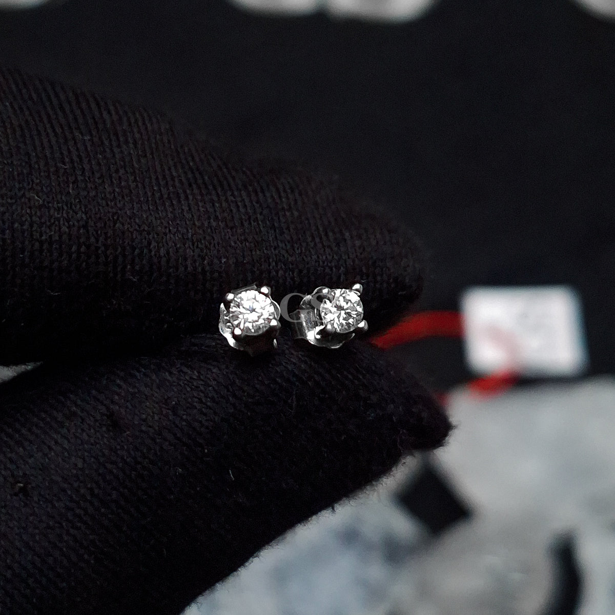 Moissanite Silver Round Stud