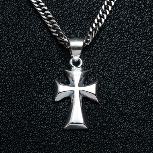 Silver Roman Cross Necklace Set