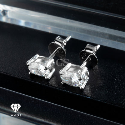 Moissanite Silver Oval Stud