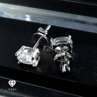 Moissanite Silver Oval Stud