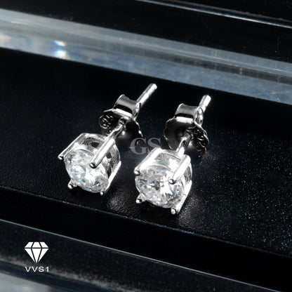 Moissanite Silver Round Stud