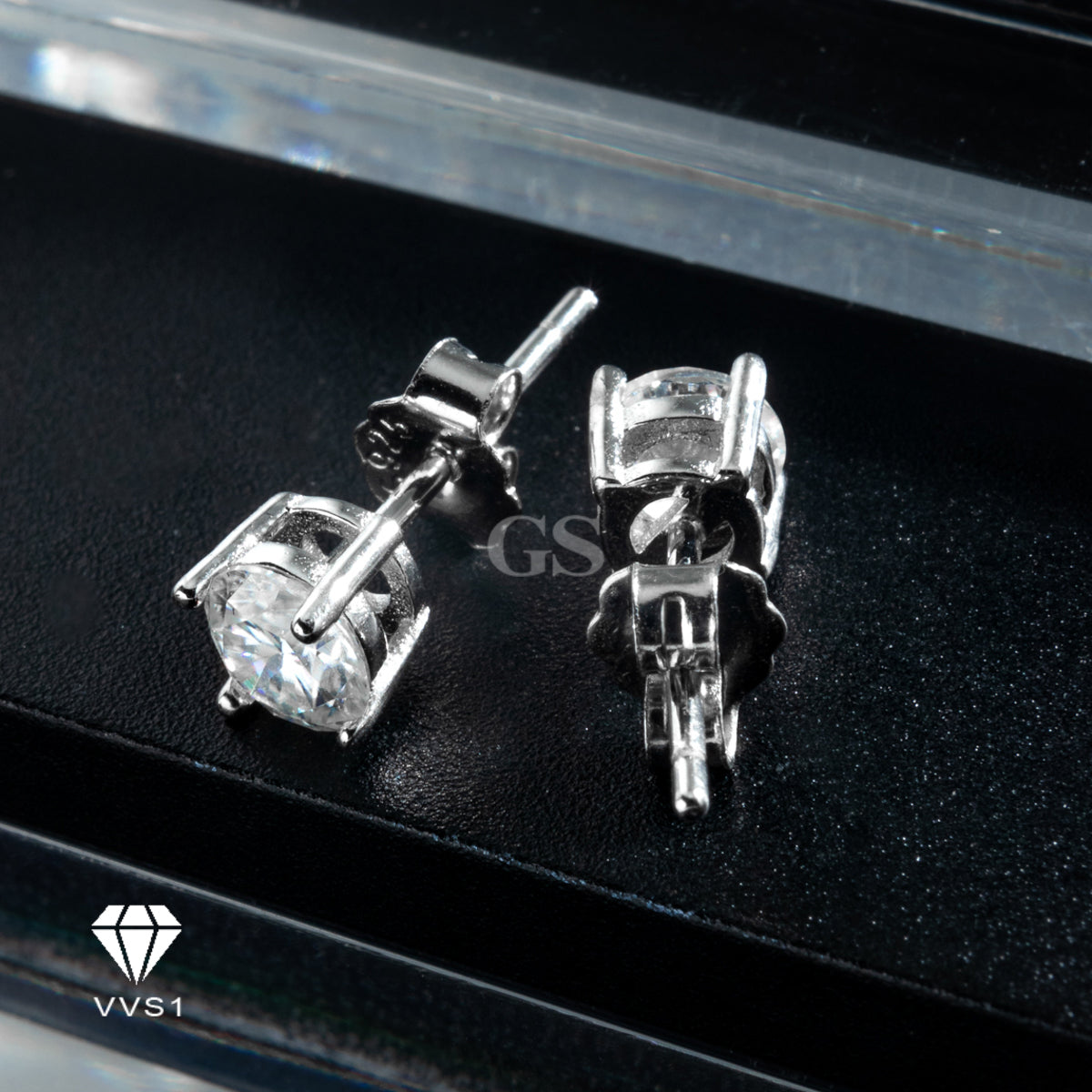 Moissanite Silver Round Stud