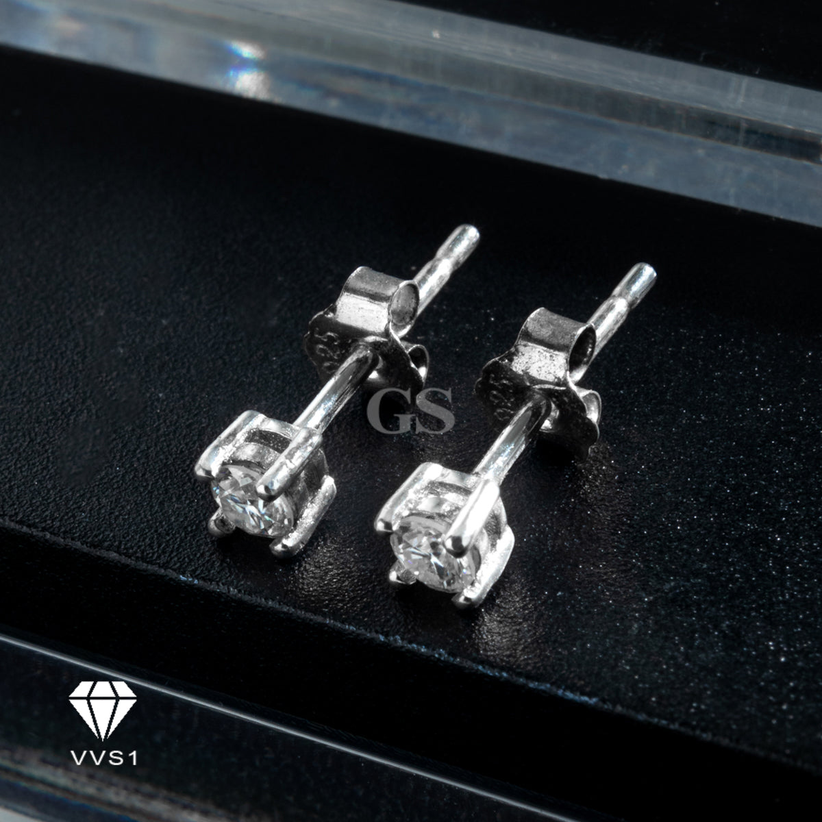 Moissanite Silver Round Stud
