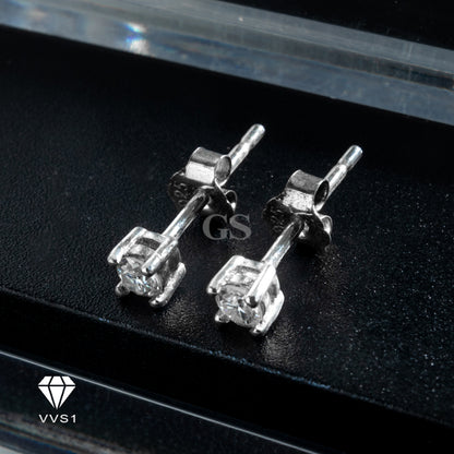 Moissanite Silver Round Stud