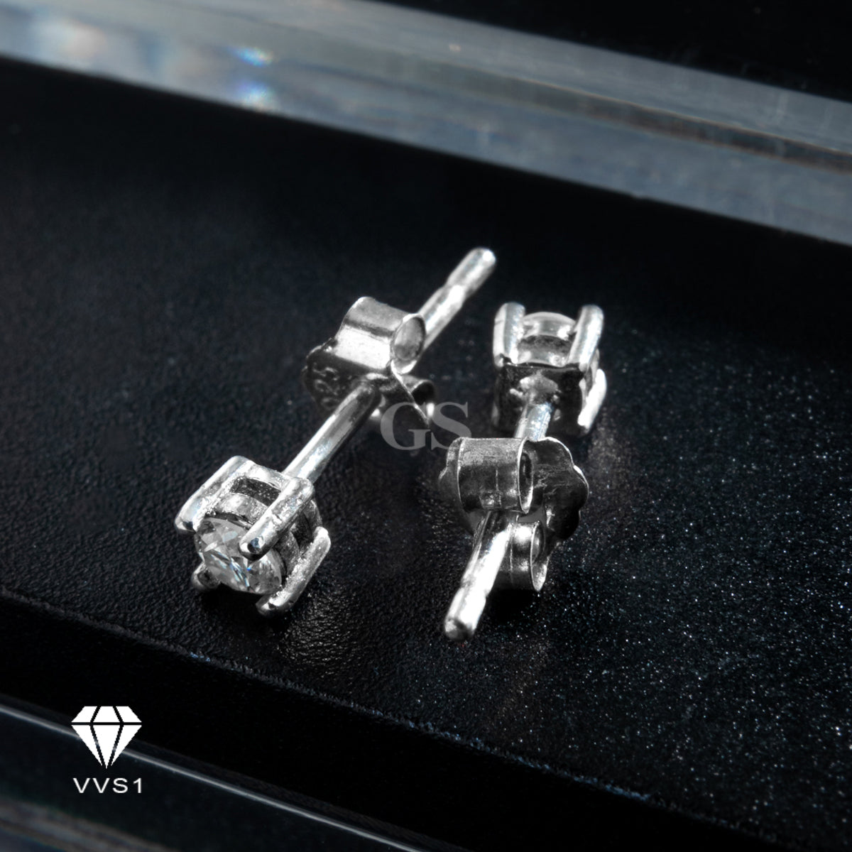 Moissanite Silver Round Stud
