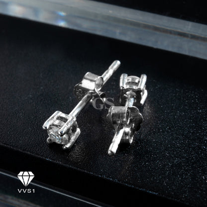 Moissanite Silver Round Stud