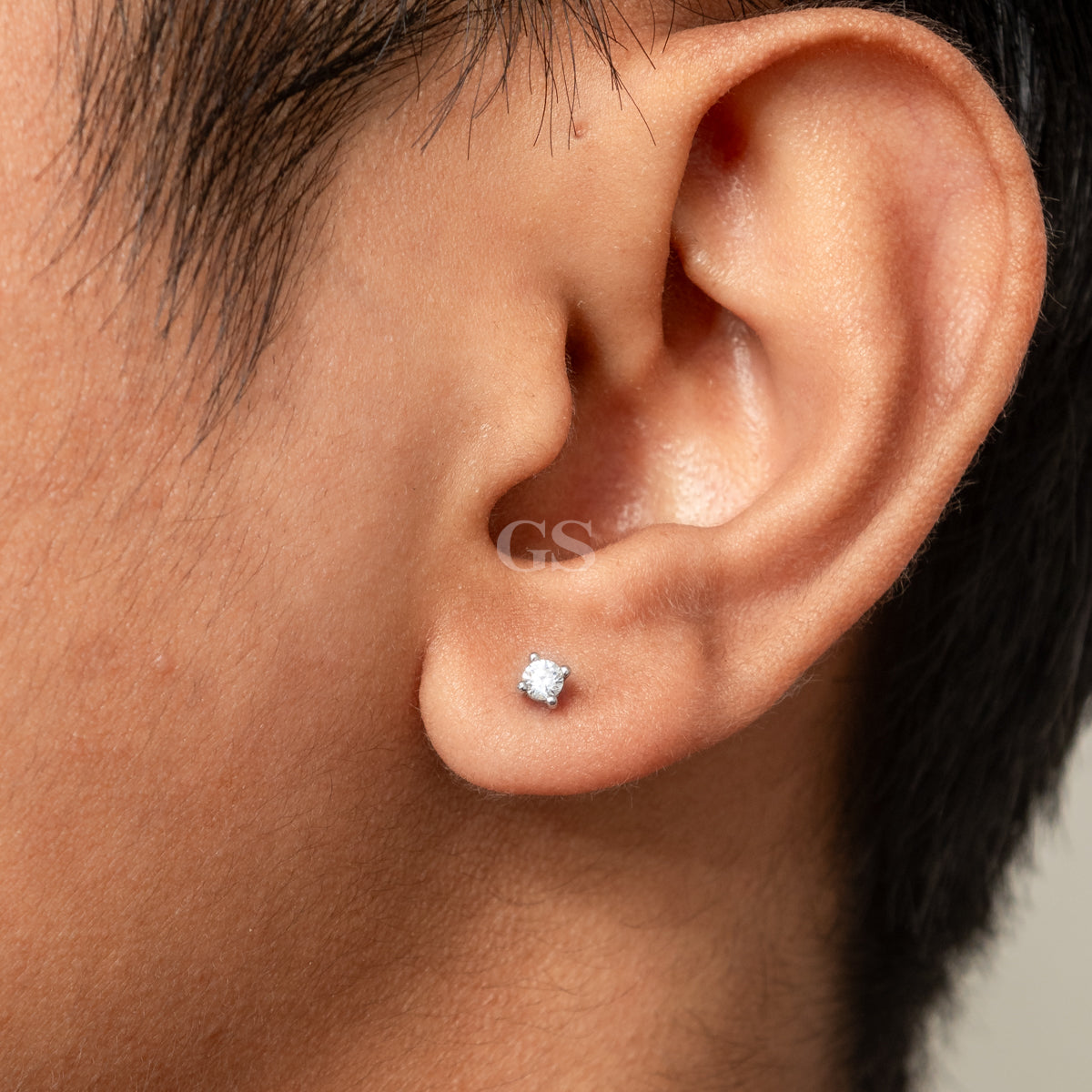 Moissanite Silver Round Stud