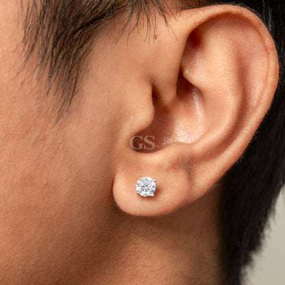 Moissanite Silver Round Stud