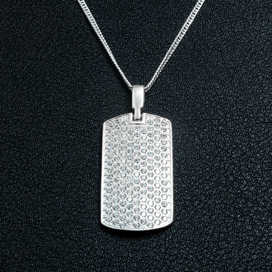 Silver Iced Dogtag Necklace Set