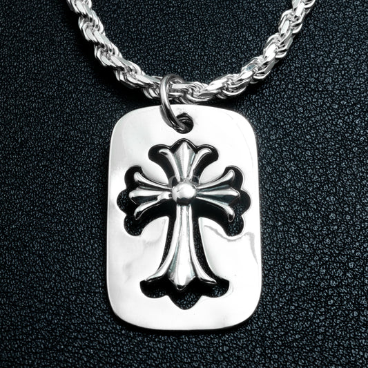 Silver CH Tag Necklace Set