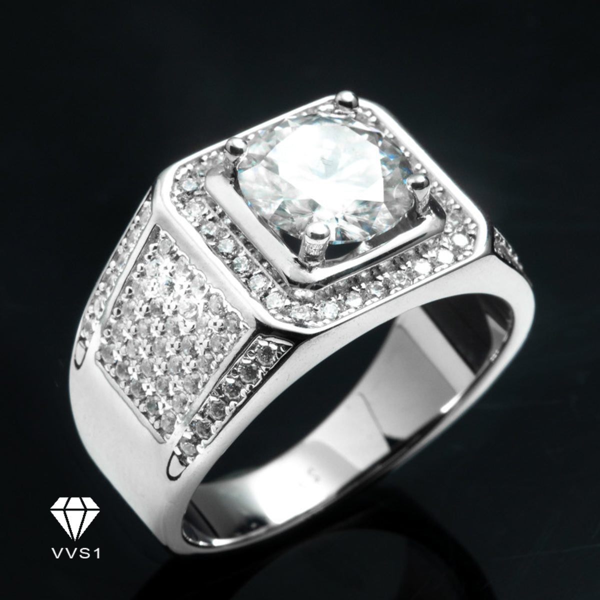 Moissanite Silver Ice Ring