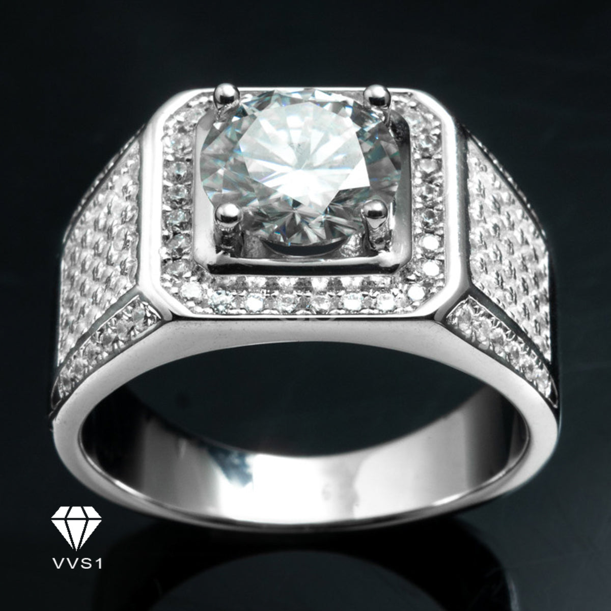 Moissanite Silver Ice Ring