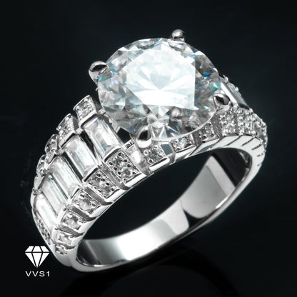 Moissanite Silver Pearlmaster Ring