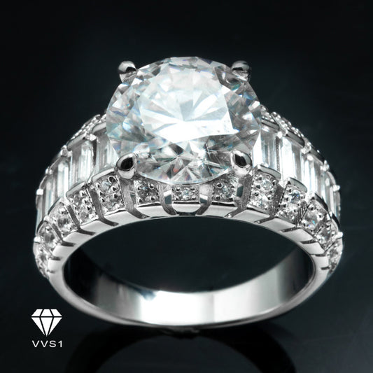 Moissanite Silver Pearlmaster Ring