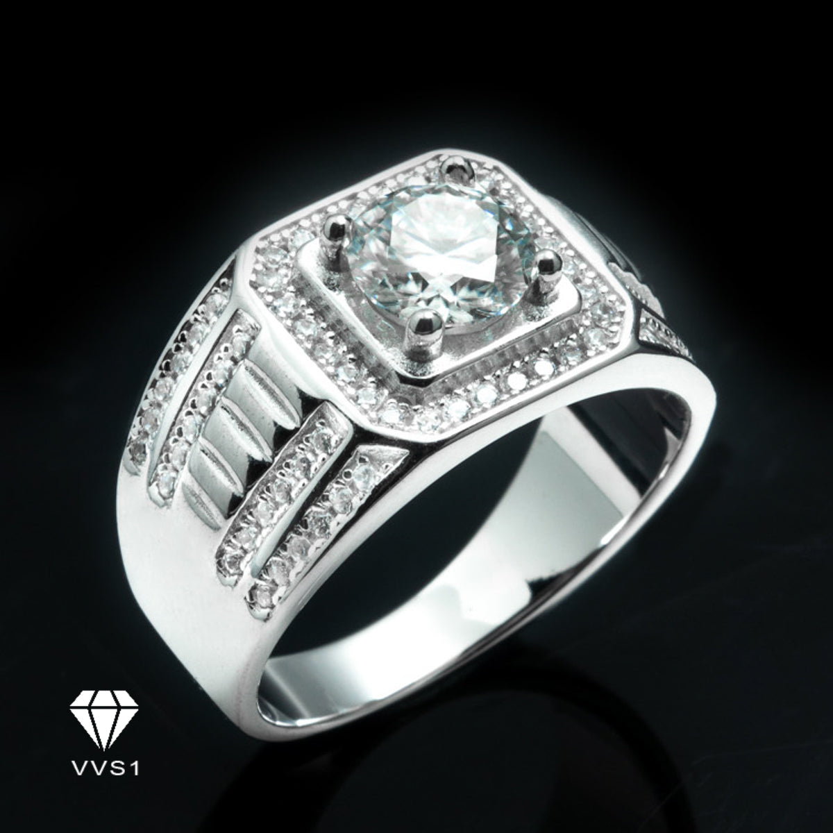 Moissanite Silver Temple Ring