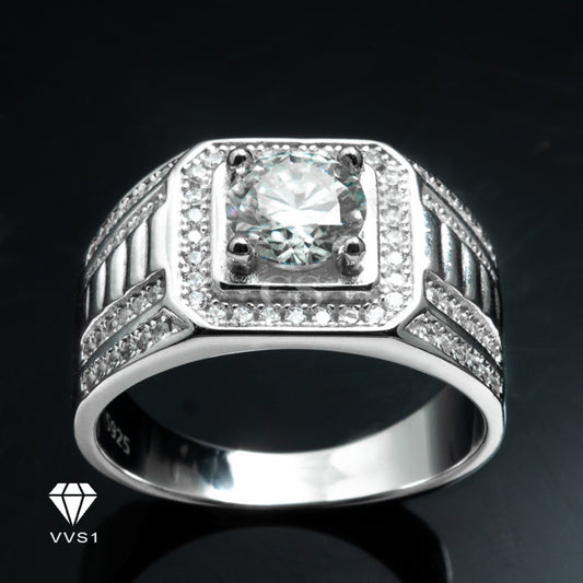 Moissanite Silver Temple Ring