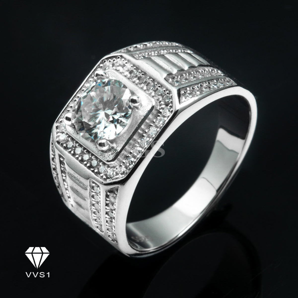 Moissanite Silver Temple Ring