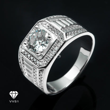 Moissanite Silver Temple Ring