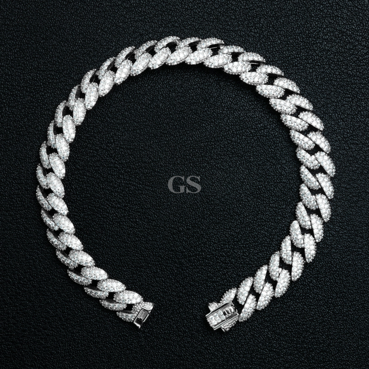 Silver Iced Out Round Cuban Bracelet