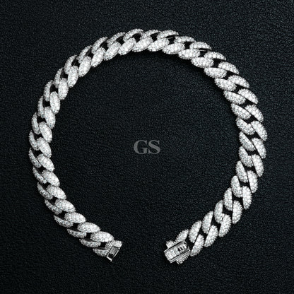 Silver Iced Out Round Cuban Bracelet