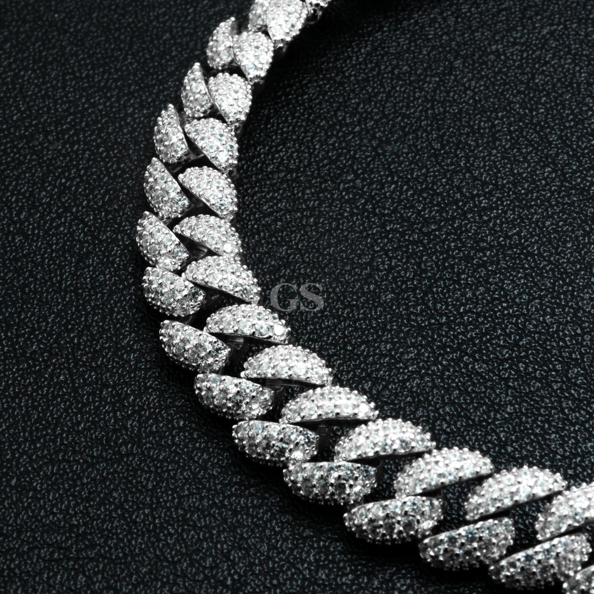 Silver Iced Out Round Cuban Bracelet