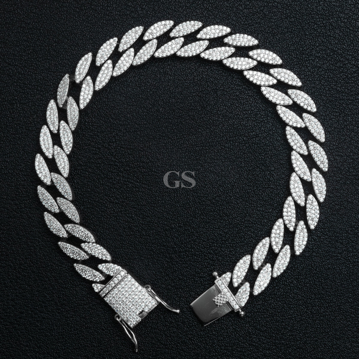 Silver Iced Miami Curb Triple Lock Bracelet