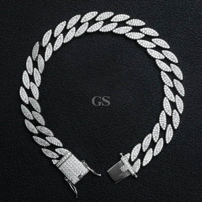Silver Iced Miami Curb Triple Lock Bracelet