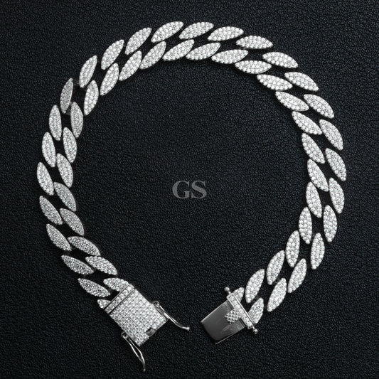 Silver Iced Miami Curb Triple Lock Bracelet