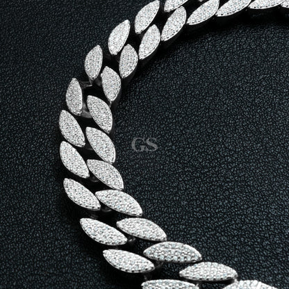 Silver Iced Miami Curb Triple Lock Bracelet