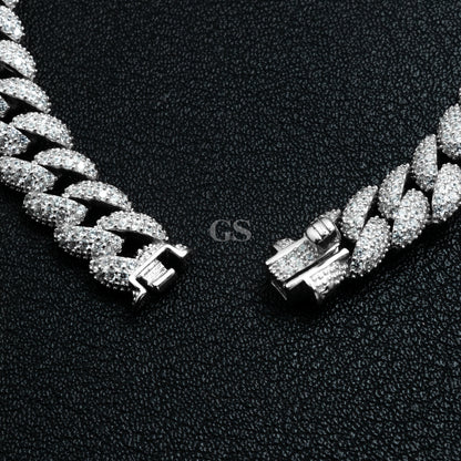 Silver Iced Out Round Cuban Bracelet