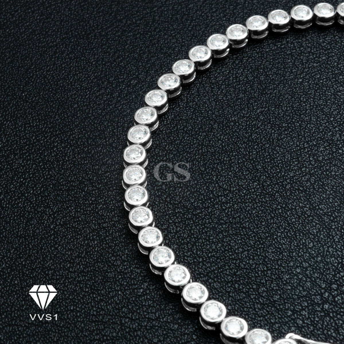 Moissanite Silver Triple Lock Round Tennis Bracelet