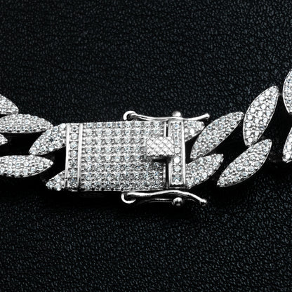 Silver Iced Miami Curb Triple Lock Bracelet