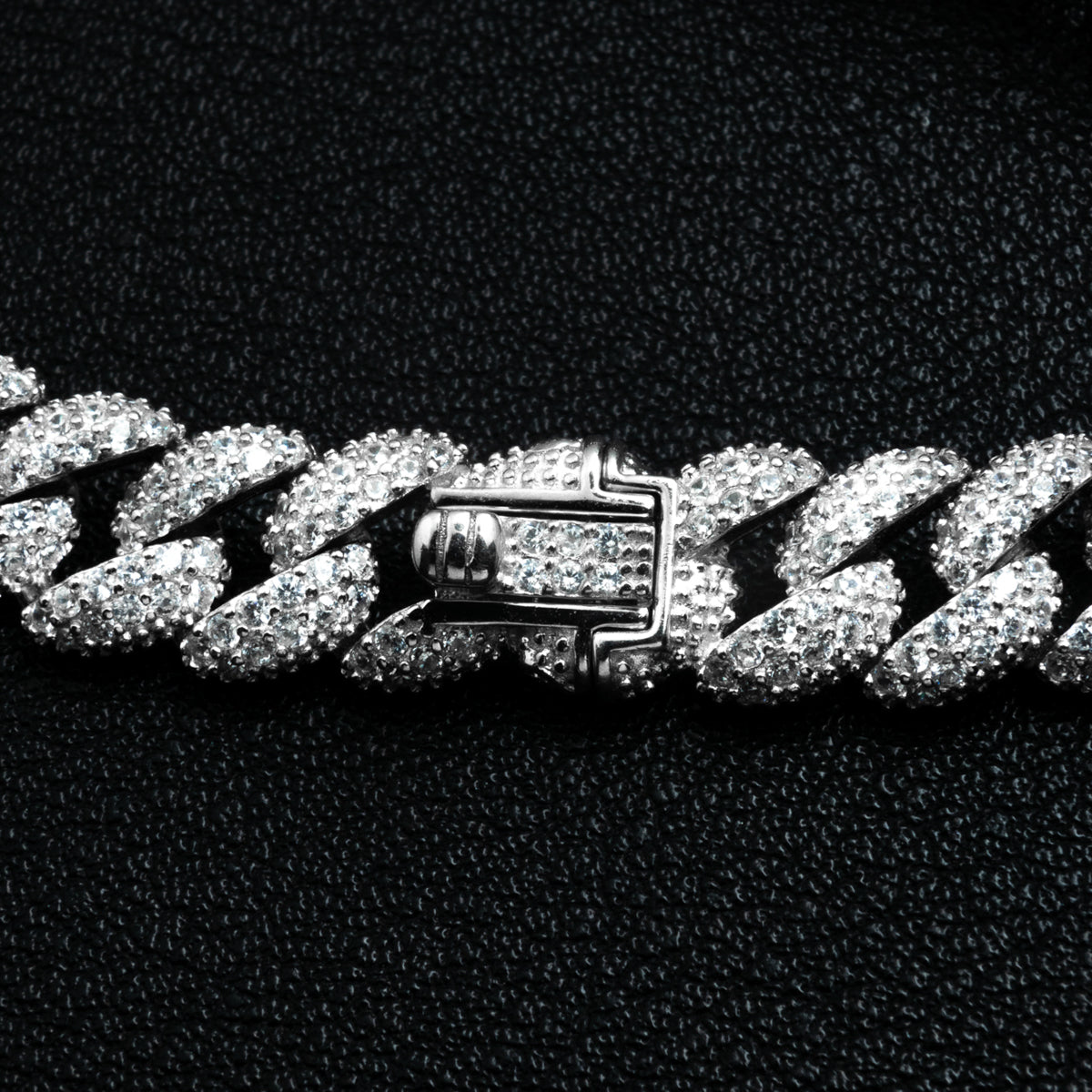 Silver Iced Out Round Cuban Bracelet