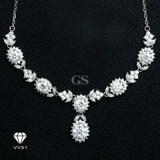 Moissanite Silver Princess Necklace