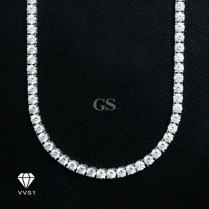 Moissanite Silver Tennis Double Lock Necklace