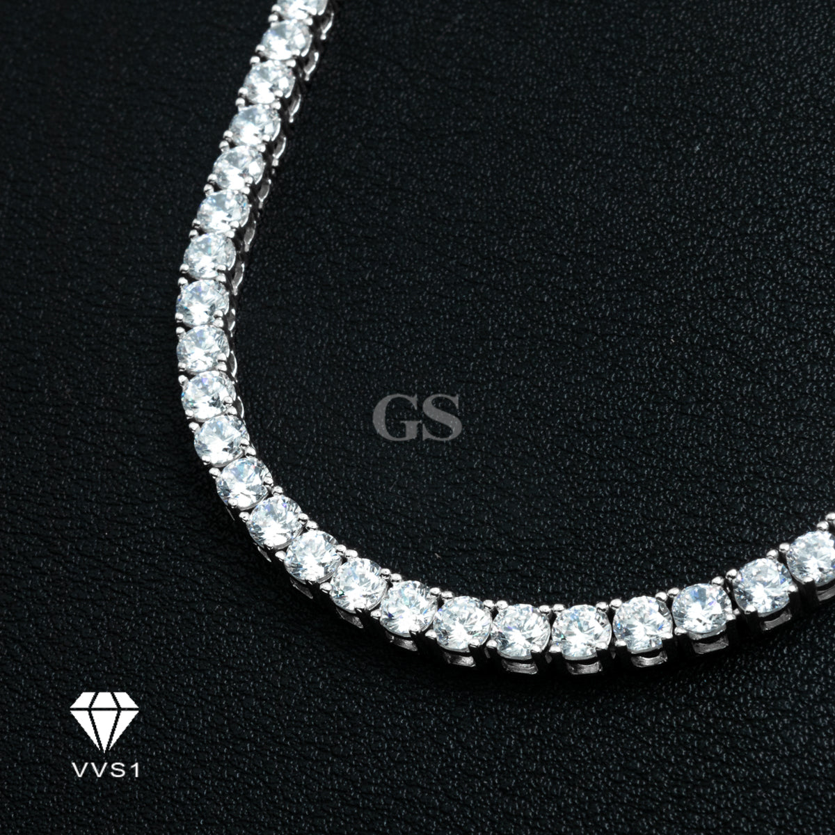 Moissanite Silver Tennis Double Lock Necklace