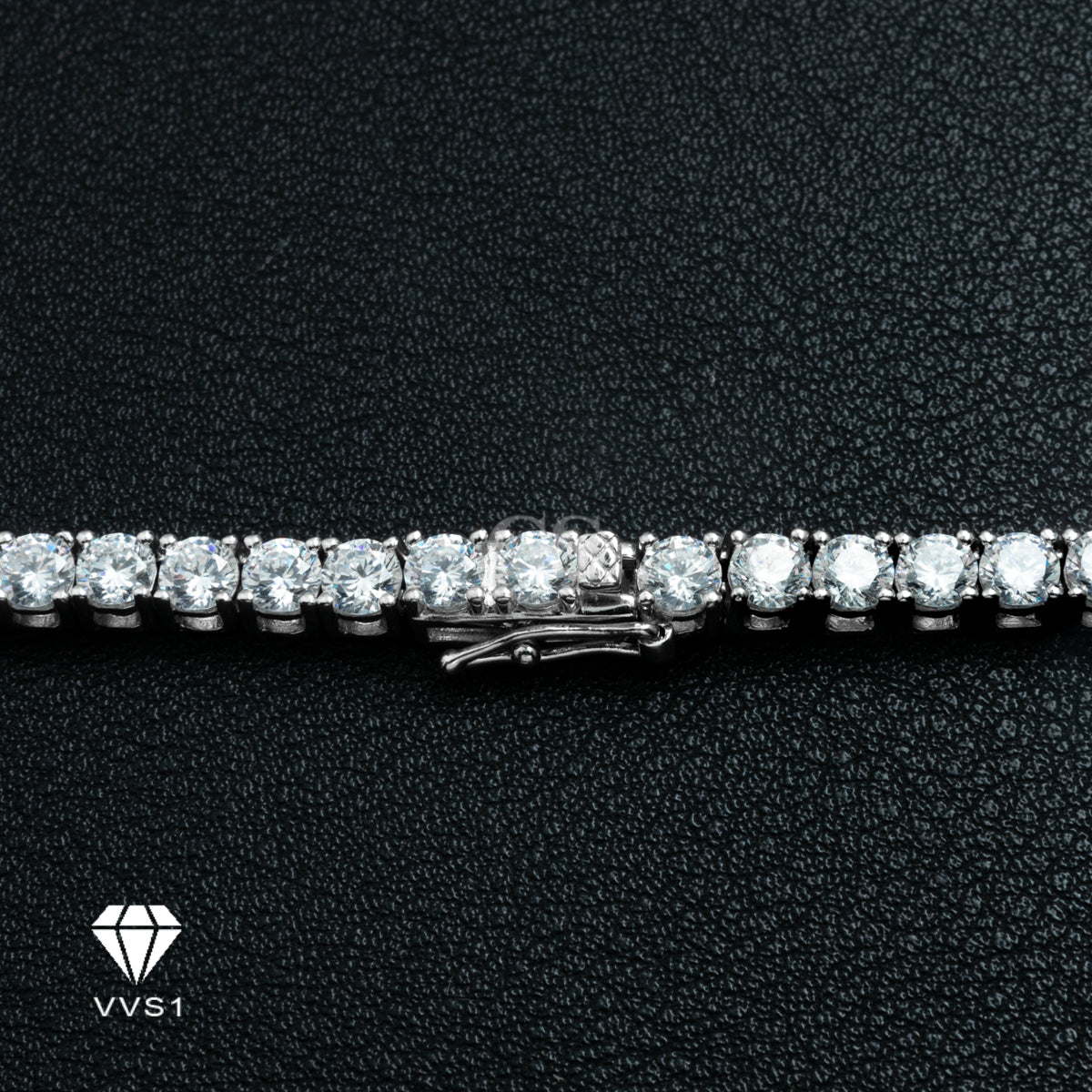 Moissanite Silver Tennis Double Lock Necklace