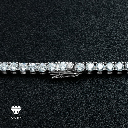 Moissanite Silver Tennis Double Lock Necklace