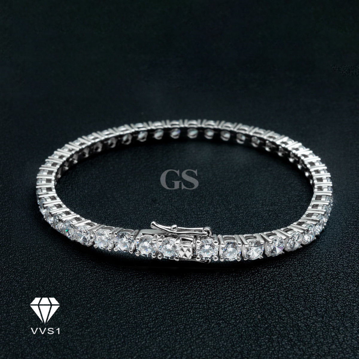 Moissanite Silver Triple Lock Cube Tennis Bracelet
