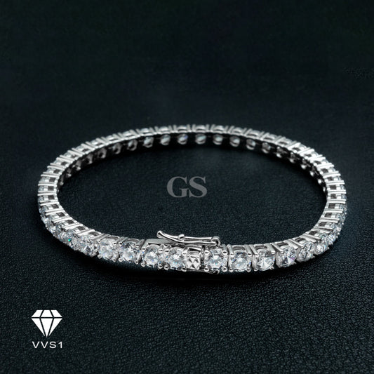 Moissanite Silver Triple Lock Cube Tennis Bracelet