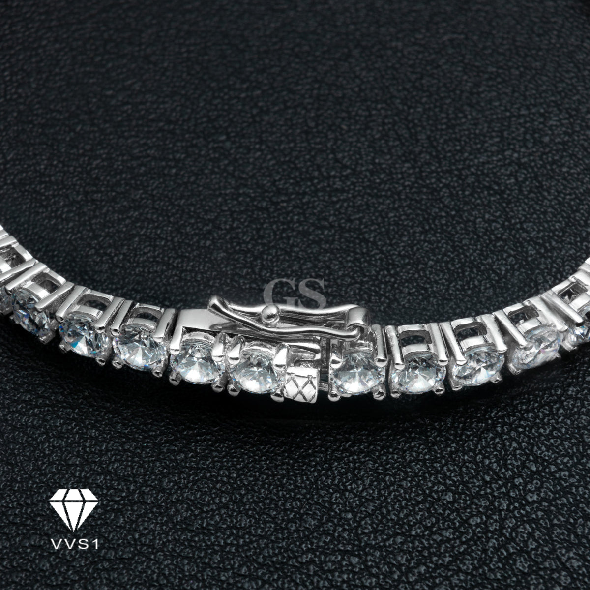 Moissanite Silver Triple Lock Cube Tennis Bracelet